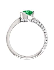 Platinum 7.00x5.00mm Oval Cut Chatham Created Emerald and Diamond Ring -- LIFETIME WARRANTY