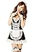 ACEFAST INC Women's Black White French Apron Maid Servant Lolita Costume Lingerie Dress Uniform Black, One Size