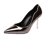 T&Mates Women's Summer Pointed-Toe Low Top Stiletto Work Dress Wedding Patent PU Pumps (7 B(M)US,Champagne)