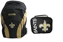 New Orleans Saints NFL Football Gold Draft Day Backpack and Sacked Lunch Box Bag School Bundle Set
