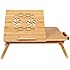 Songmics 100% Bamboo Portable Laptop Desk Table Foldable Breakfast Serving Bed Tray w' Tilting Top Drawer ULLD001