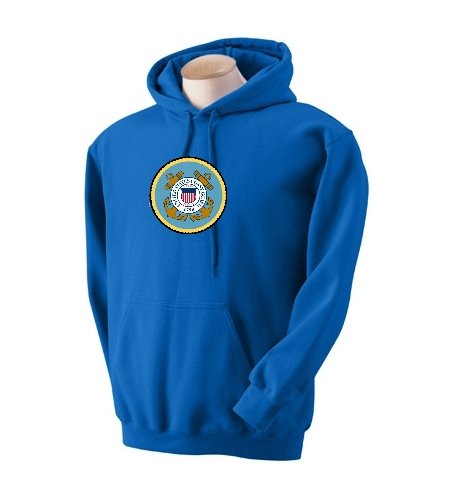 Printed U.S. Coast Guard emblem logo on mens & youth hooded pullover sweatshirt