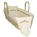 Tadpoles Velvet Moses Basket with Carrot Design - Ivory