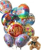 12 Mylar Balloon Bouquet with Bear, Birthday - B000MDAYZ6