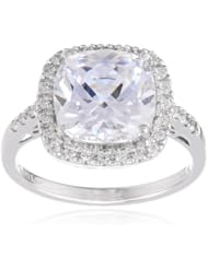 Sterling Silver Cubic Zirconia Cushion-Cut Ring