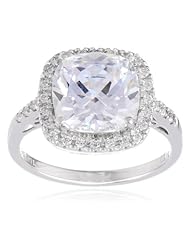 Sterling Silver Cubic Zirconia Cushion-Cut Ring