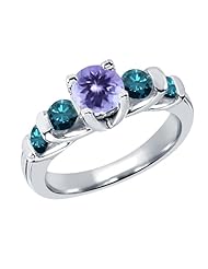 1.78 Ct Round Blue Tanzanite Diamond 14K White Gold Ring