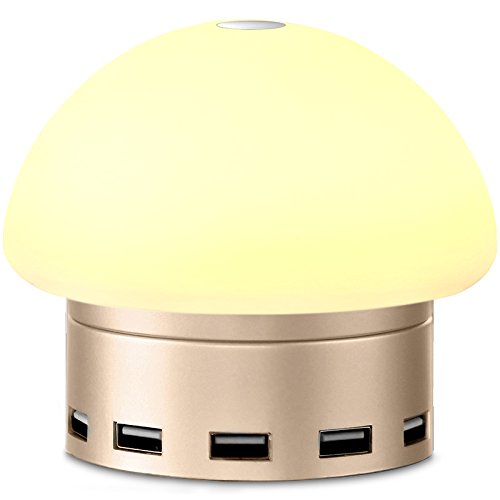 Jelly-Comb-6-port-USB-Charging-Station-Smart-Desktop-Charger-with-LED-Desk-Bedside-Lamp-Touch-Sensitive-Control-for-Phones-Pads-3-Level-Romantic-Dim-Soft-Lighting-silver