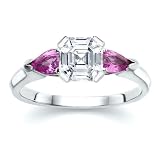 1.00 CT ASSCHER DIAMOND W PEAR PINK SAPPHIRE RING 18K