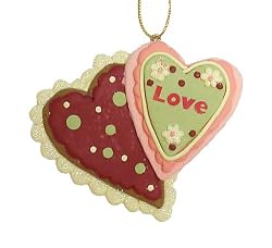 Mom's Kitchen Love Gingerbread Heart Cookies Christmas Ornament 3.5"