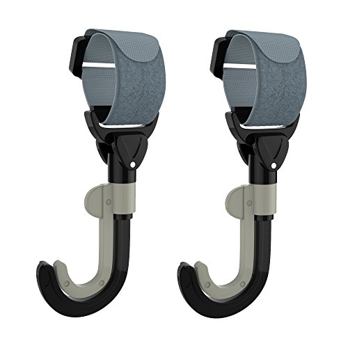 Rotatable Stroller Hooks by DeCoSha - Set of 2 Anti-Slip Stroller hooks for hanging Diaper Bags, Baby Accessories, Purses and Bags - Fits Most Baby Strollers, Pushchairs, Buggies -