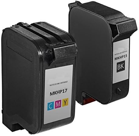 AOODOO Remanufactured Ink Cartridge Replacement For HP 15 C6615DN & HP 17 C6625A (1 Black 1 Tri-Color 2 Pack) Compatible with DeskJet 825C 825cvr 840C 841C 842C 843C 845C 845cvr Printer