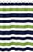 Sweet Jojo Designs Navy Blue, Lime Green and White Kids Bathroom Fabric Bath Stripes Shower Curtain