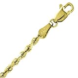 14k Gold 2.25mm Diamond-Cut 22 inch Rope Chain