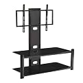 Black Frame & Black Glass 46" TV Stand with Metal Mount
