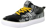 SHMACK MP5 Mens Hip Hop Fashion Faux Patent Leather Stripe Shoes Sneakers Black Silver