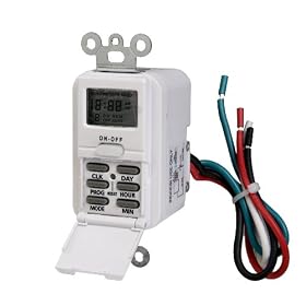 Westek TMDW10 Hardwire Indoor Digital Wall Switch Timer, White