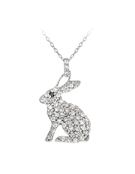 Sterling Silver Cubic Zirconia Rabbit Pendant Necklace, 18"