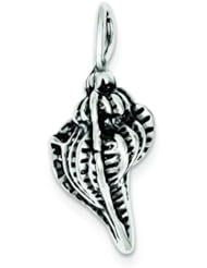 Sterling Silver Antiqued Conch Shell Pendant Charm