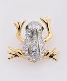 Green Rhinestone Eyes Frog Pin Brooch