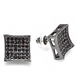 Blackout Iced Hip Hop Kite Shaped Simulated Stone CZ Mens Ladies Unisex Studs Earrings Pushback Post (14mm)
