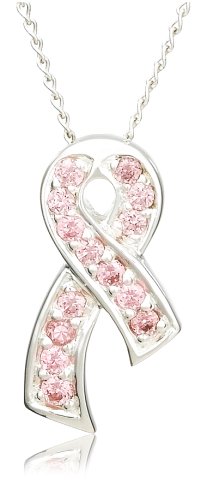 Sterling Silver Breast Cancer Awareness Ribbon Pendant