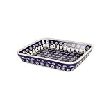 Teresa Beach Polish Pottery Small Rectangular Baker , Peacock pattern