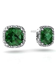 Created Emerald 14kt White Gold Earrings