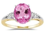 Oval Cut Pink Toapz & Diamond Ring in Yellow Gold