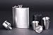 Küche & Haushalt : 7-tlg. Flachmann-Set Edelstahl - inkl. 4 Becher in Ledertasche & Trichter - Flachmann 210 ml
