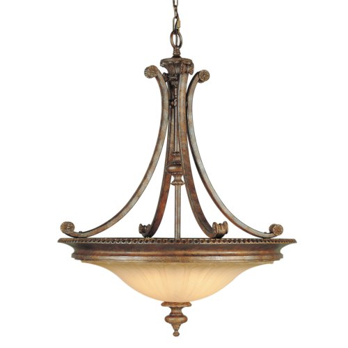 Murray Feiss F1920/4BRB Stirling Castle Four-Light Uplight Chandelier, British Bronze with Excavation Glass