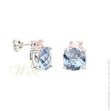 STUDIO 925: *CAPRI BLUE TOPAZ & PINK SAPPHIRE CZ BAGUETTE EARRINGS*
