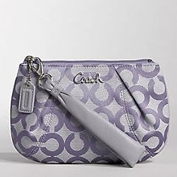 Coach Signature Op Art Parker Wristlet Case Bag for IPOD 42503 Lilac Flax Haze
