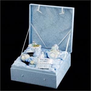 Baby's 1st Christmas Old World Blue Glass Ornament Gift Box