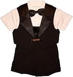 Infants & Toddlers Formal Black or White Summer Tuxedo with Dress Shorts