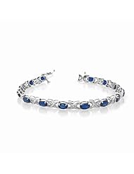 7.83cttw Oval 6x4 Sapphire and Diamond Bracelet set in 14k Gold