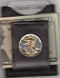 Gorgeous 2-toned 24k Gold on Sterling Silver U.s. Coin (Folding) Money Clip - Gold & Silver U.s. .Walking Liberty Silver Half Dollar (Minted 1916 - 1947)