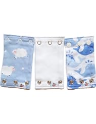 Apparel: Bodysuit Extenders Pack of 3, 3 Different Size Snaps, Blue Whales, Blue Lambs, White