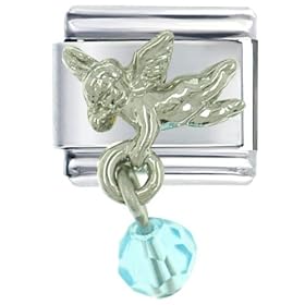 Buddhist Bracelet December Blue Zircon Color Baby Angel Italian Charms