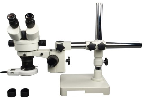 Boom Stand 7-45X Binocular Zoom Stereo Microscope with Add-on 54 LED Ring Light