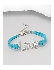 Light Sky Blue Message Artificial Suede Leather Bracelet In White Base