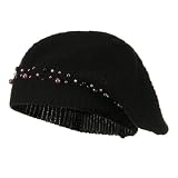 Pearl Knit Beret - Black Brown W08S66E
