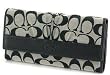 Authentic Coach Soho Pleated Signature Checkbook Wallet 42819 (Black/white)
