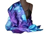 ArtisanStreet's Violet Blue Hand Painted Silk Wrap. Features Shades Of Grape And Violet . Signed By Artisan, Scarf Is One Of A Kind And Made To Order.