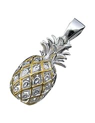 925 Silver Two Tone Medium Pineapple Pendant Hawaiian Silver Jewelry