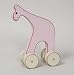 Pastel Toys Pink Giraffe on Wheels , Wooden Toy
