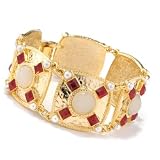 8.25 Hammered Gold-Tone Multi-Color Stone & Simulated Pearl Bracelet