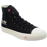 DQQ Men's and Women's High Top Black Denim Canvas Sneakers