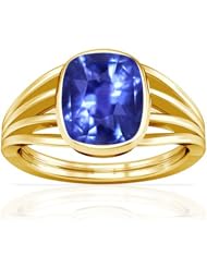 18K Yellow Gold Cushion Cut Blue Sapphire Solitaire Ring