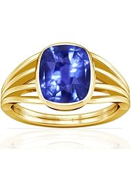18K Yellow Gold Cushion Cut Blue Sapphire Solitaire Ring